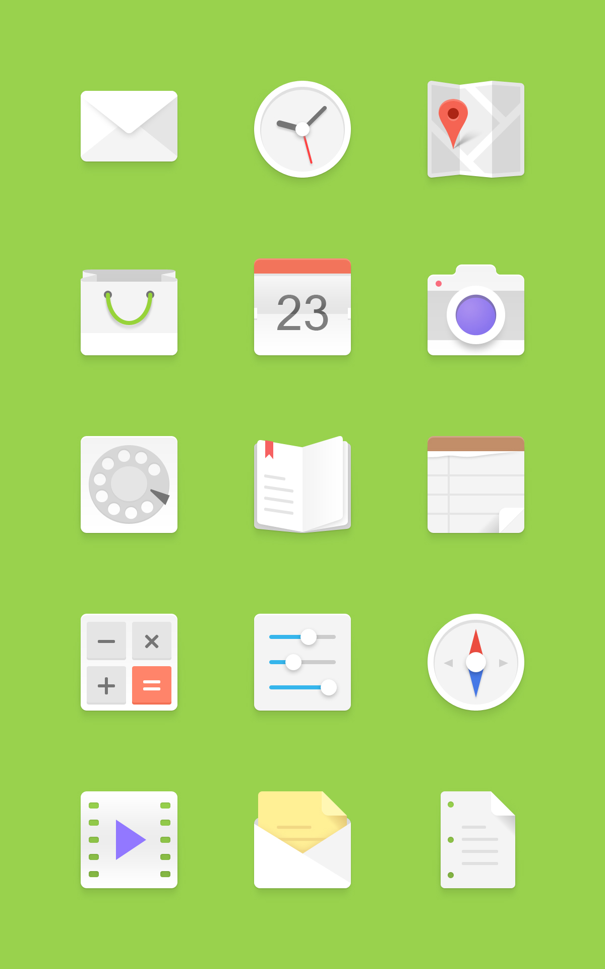 Light Android Icons Set | GraphicBurger