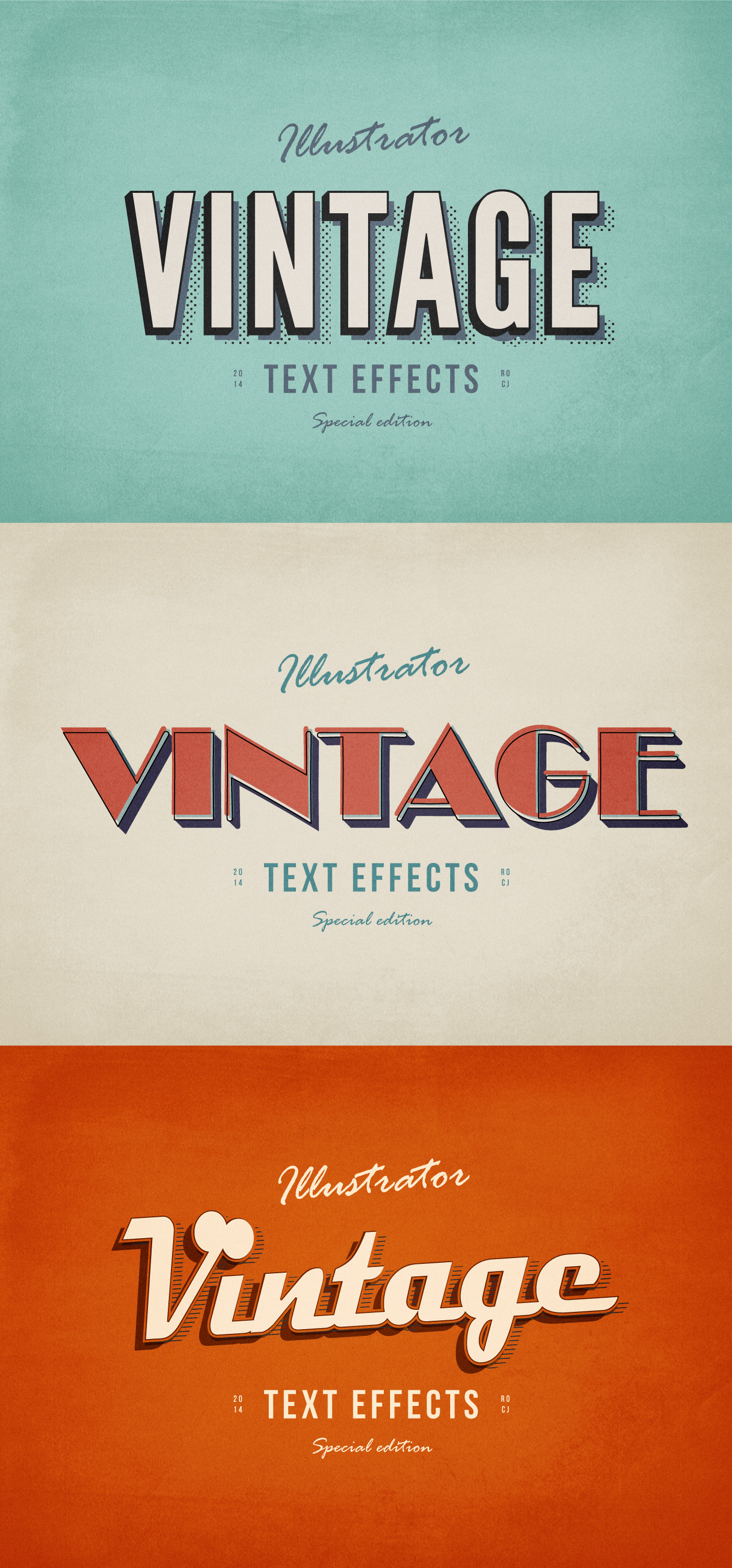 3 Illustrator Vintage Text Effects | GraphicBurger