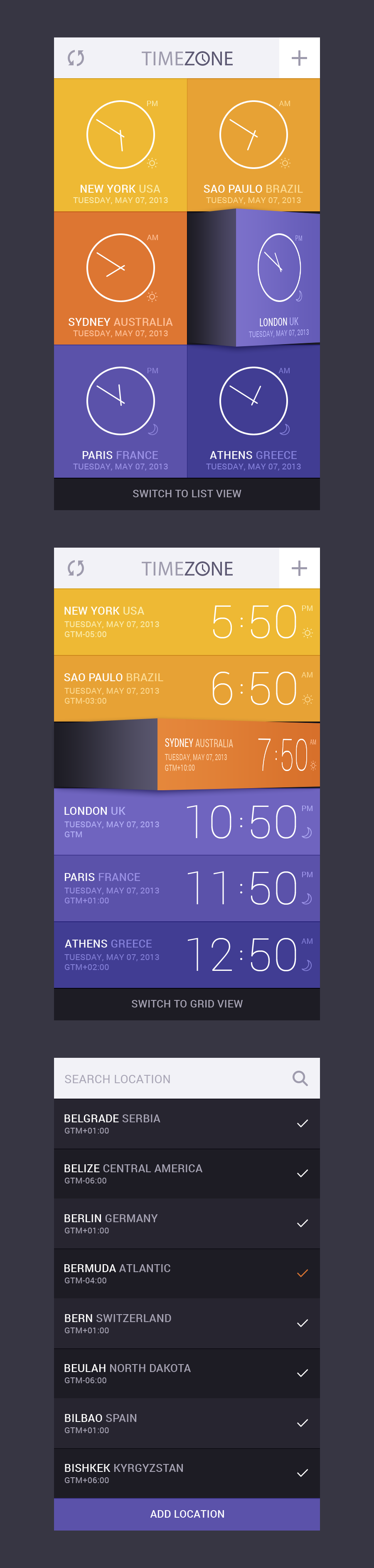 Time Zone App UI | GraphicBurger