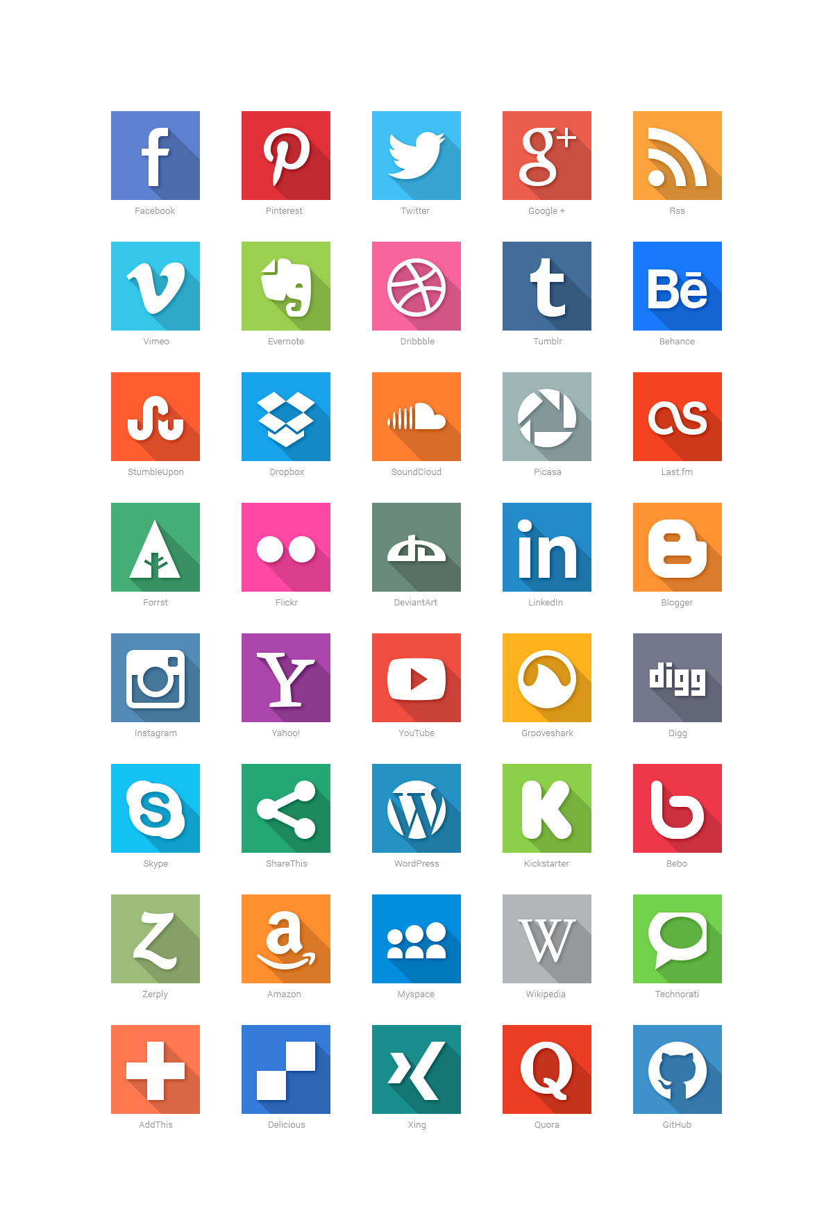 40 social media flat icons