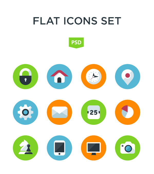 Flat Icon Set  GraphicBurger