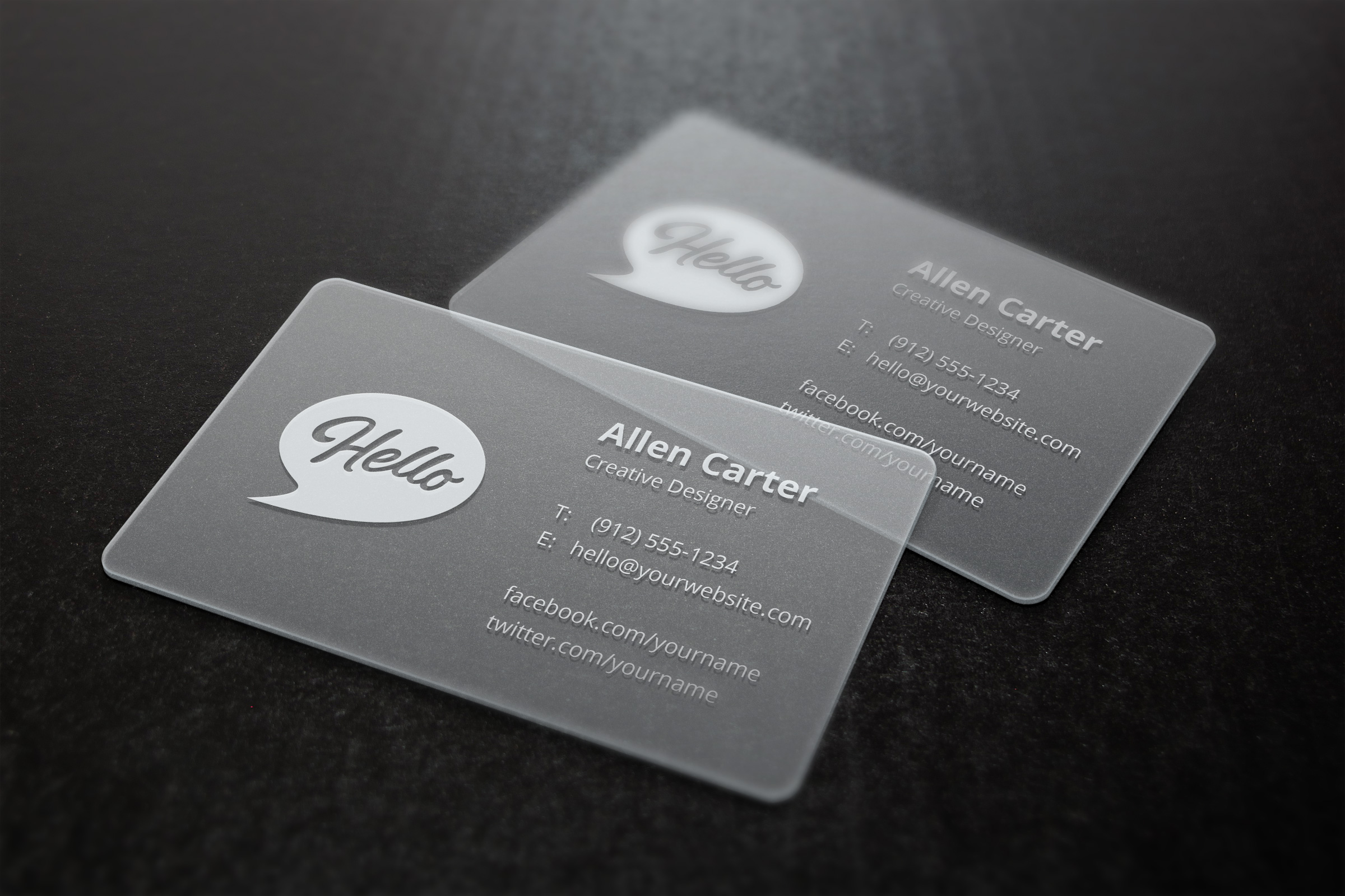 Download Translucent Business Cards MockUp | GraphicBurger