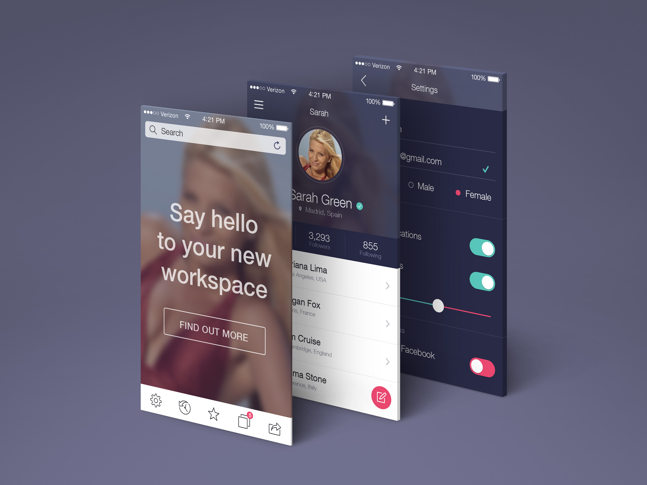 Mobile app screen mockup free information