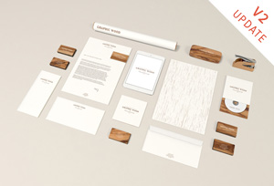 Download Stationery MockUp - Wood Edition | GraphicBurger