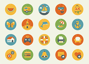 50 Vintage Flat Icon Set