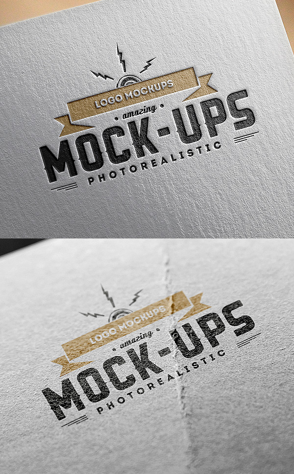 New logo presentation mockup on white paper card texture