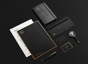 Download Black And Gold Stationery MockUp | GraphicBurger