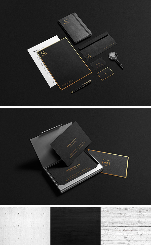 Download Black And Gold Stationery Mockup Graphicburger