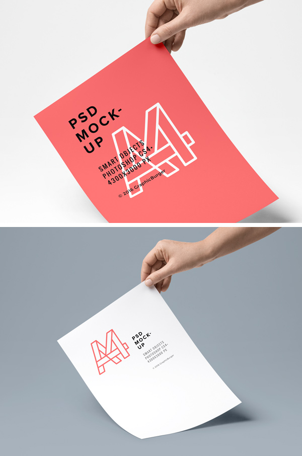 Download A4 Paper Psd Mockup 4 Graphicburger